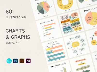 Charts and Graphs Social Kit animated stories character design charts graphs ig stories ig template illustration illustrator instagram stories instagram template png stories