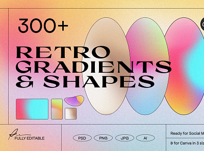 Angeles – Retro Gradients & Shapes canva design gradient gradient color gradient design ig template illustration instagram stories mesh meshgradient patterns png ui