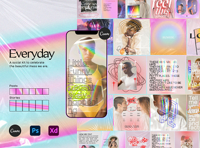 Everyday Instagram Social Kit animated stories canva carousel gradient grain gradient ig stories ig template instagram stories instagram template pink plastic plasticine stories