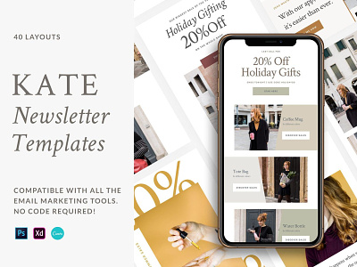 Kate Newsletter Template adobe xd template canva email template design e mail marketing email campaign email list email marketing email template mailchimp template newsletter newsletter template newspaper template opt in opt template photoshop email zero state zerowaste