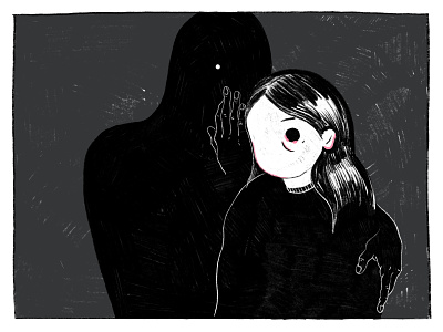 whisper anxiety ghost girl gloomy graphic grey hands illustration ipad pro procreate sad sketch story zine