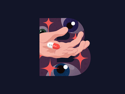 Brave New World 36 days of type 36daysoftype book eyes graphic hand illustration ipad pro pill procreate