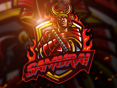 Samurai Mascot Logo artwork badge cartoon character design e sports illustration logo mascot sport