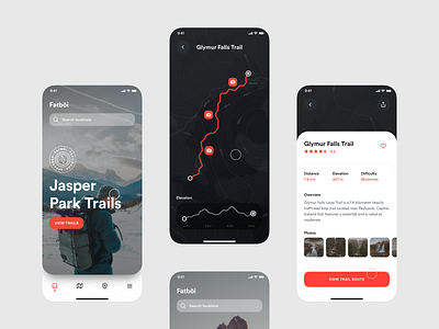 Fatböi Trailbook adventure app concept design exploration hiking invision invision studio mobile mobile design mobile ui product design trail trails ui