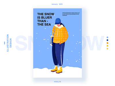 The snow is bluer than the sea design girl illustration snow