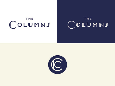 The Columns art deco branding logo