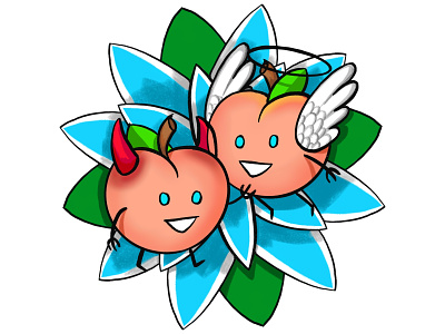 Dual Peach Goblins illustration sticker sticker art sticker design sticker mule stickermule