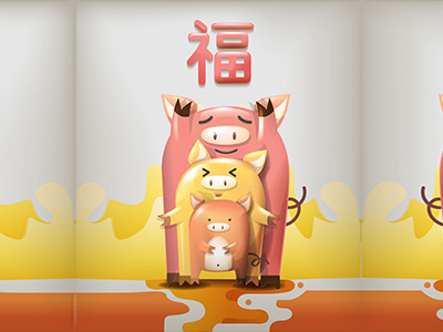 Angpao3 cartoon character chinese new year graphic art illustration pig piggy vector