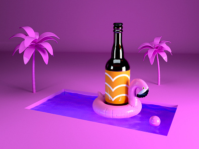 Beer pool party 3d 3ddesign 3dillustration beerpool bottle illustration packagingdesign pool warmvibes