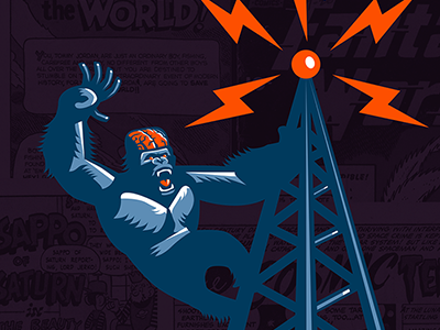 Mad Scientist Gorilla Podcast Illustration antenna comic books comics gorilla illustration mad scientist podcast