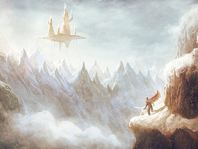 Journey to the Ice Castle castle digital painting ice illustration mountains snow sword