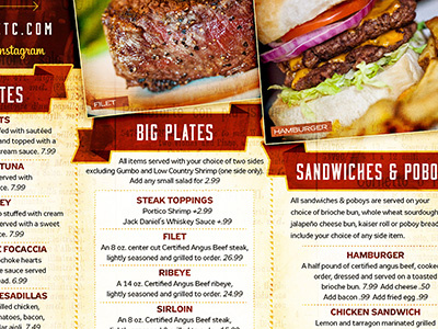 Americana Menu burger food photography menu steak