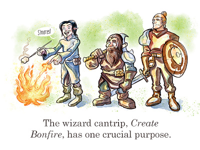 S'mores! dd dungeons dragons dwarf elf illustration smores
