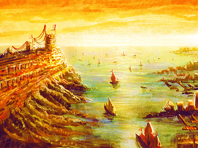 Medieval Port City Digital Painting digital painting fantasy photoshop port city