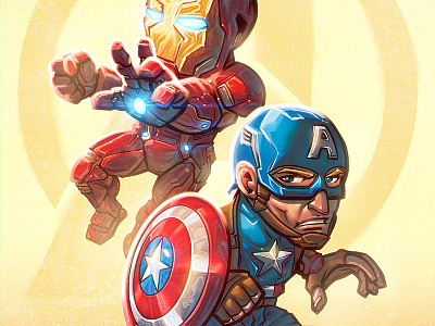 Captain America & Iron Man Chibi Art captain america chibi comic book art illustration iron man manga studio marvel comics photoshop