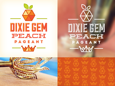 Dixie Gem Peach Pageant Identity crown gem identity logo pageant pattern peach sceptor