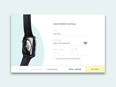 UI for eCommerce website checkout checkout form checkout process payment smartwatch ui web