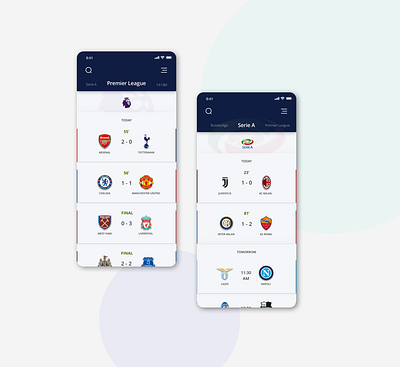 Soccer App app design typography ui ux