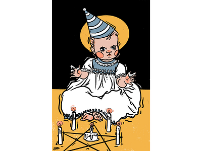 Celebrate baby doll birthday celebrate celebration demon devil freelance illustrator illustration occult pentagram