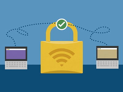 Online security illustration internet laptop lock online security