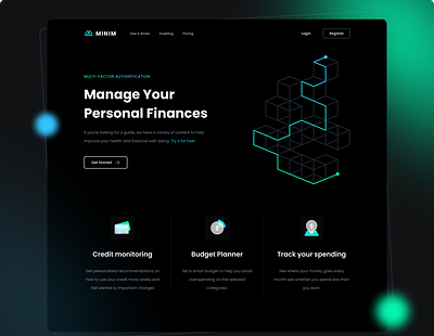 Finance website dark mode design finance ui ux website design