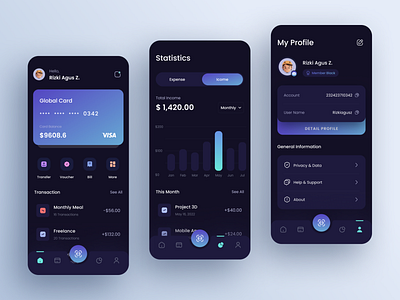 Wallet- Mobile App dark mode design ewallet mobile app ui ui design ux ux design wallet