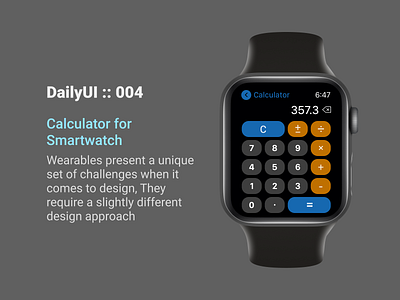 DailyUI::004 app apple calculator dailyui design interface minimal small smart smartwatch ui ux uxdesign
