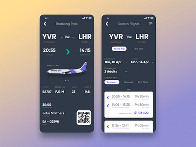 Extra Air Boarding Pass airline app branding colour mobile typography ui