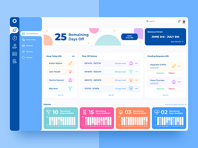 Dashboard Concept - Time Off app chart colour dashboard design graph hr icon ios stats ui ux web