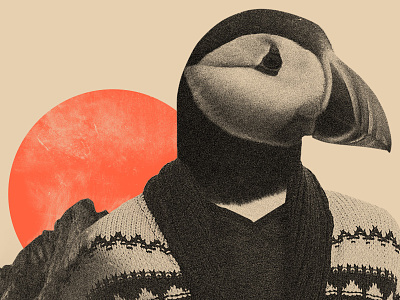 The Hipster Puffin collage illustration