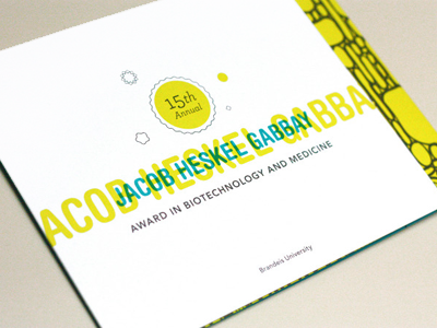 Gabbay Award Invitation award print invitation offset pantones science typography brandeis organic