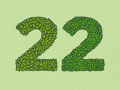 April 22 22 earth day green hand lettering illustration lettering numbers pattern succulents typography