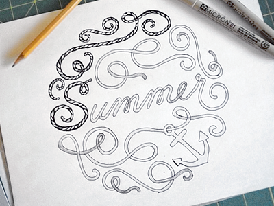 Summer - Process anchor hand lettering lettering nautical process rope sketch summer swashes typography