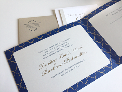 Brandeis Celebrates brandeis collateral invitation metallics pantones pattern print typography