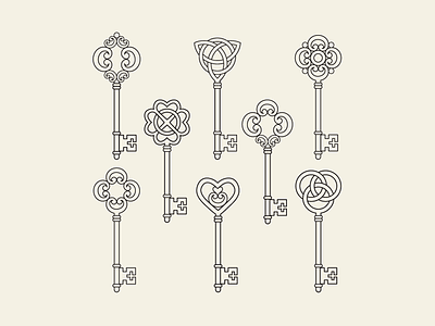 Skeleton Keys baroque celtic illustration keys lines ornate skeleton key tattoo triquetra vintage weave