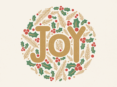 Joy - Festive christmas evergreen festive gold holiday holly illustration joy nature pine type typography