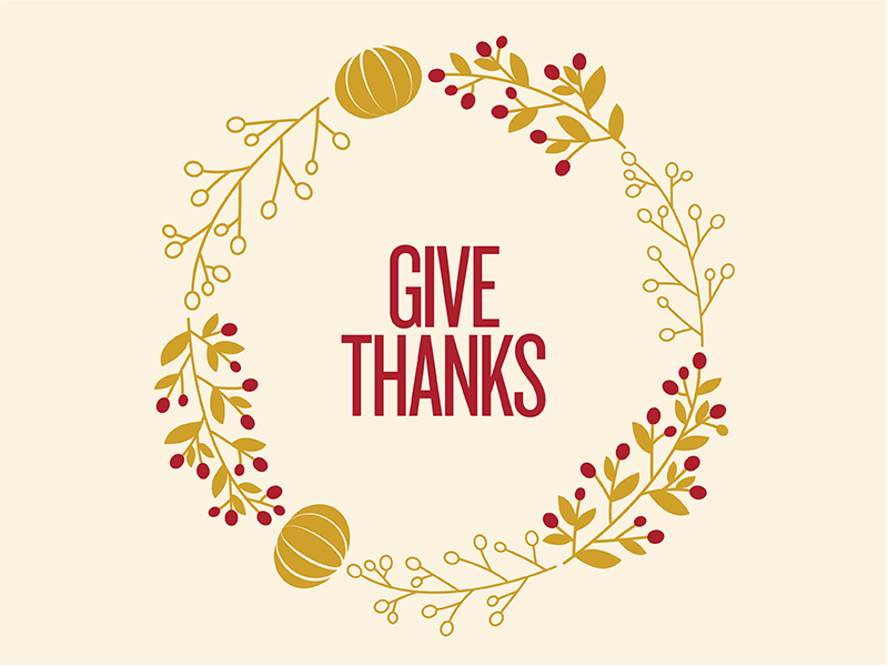Give Thanks social media pumpkin warm berry fall thanks illustration wreath thanksgiving