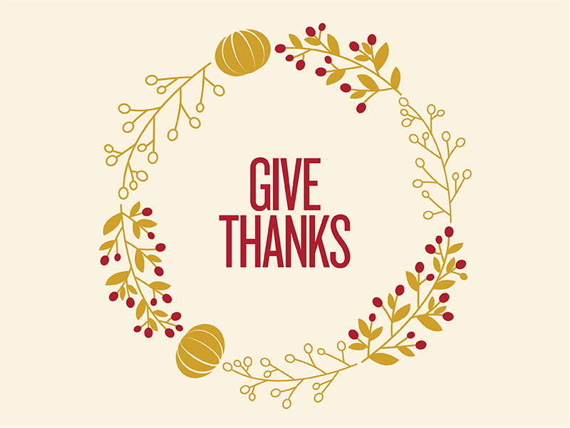 Give Thanks berry fall illustration pumpkin social media thanks thanksgiving warm wreath