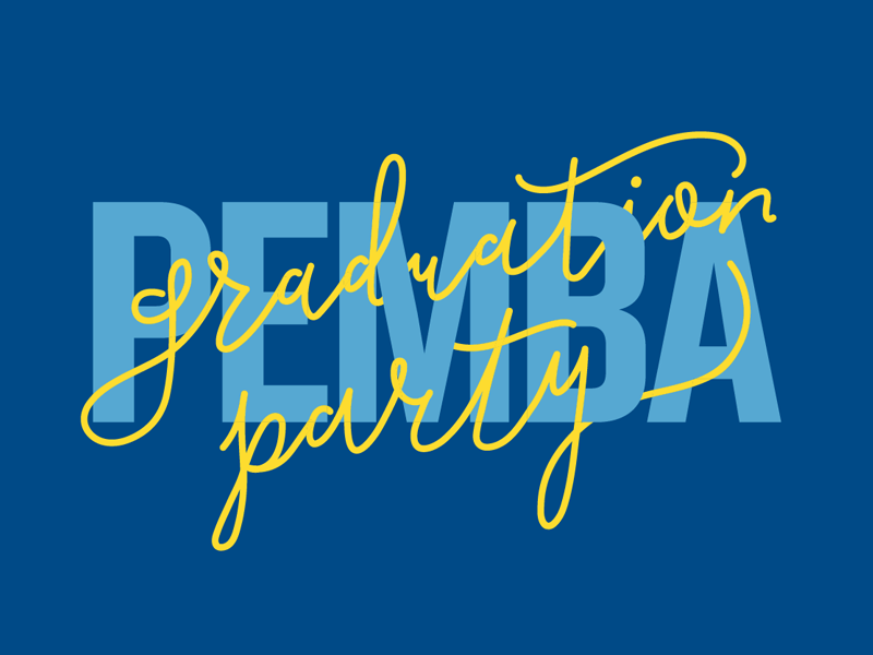 Graduation Party knockout stroke lettering weave typography type script