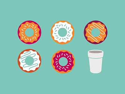Donuts & Coffee coffee cup donuts flat frosting geometric illustration sprinkles