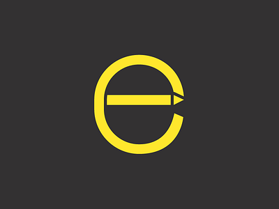 e e logo minimal pencil typography writer yellow