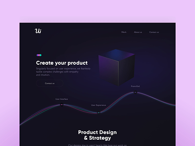 Cube 3d button design onepage page stats ui website