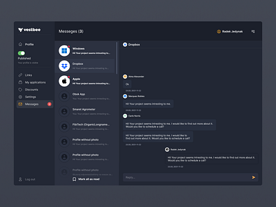 Vestbee Chat - darkmode