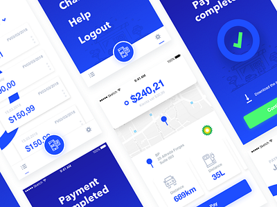 JustDrive - redesign concept app distance fuel ios11 iphone list map payment settings sketch summary