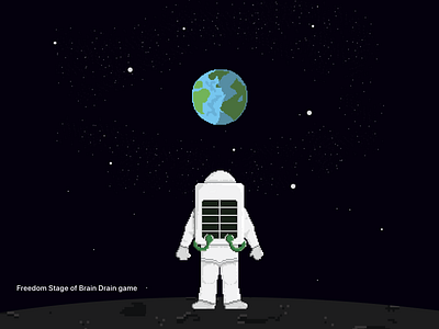 Freedom Stage - Brain Drain game apple astronaut earth game gamedesign iphone mobilegame pixel pixelart uiux