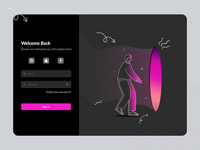 Sign-in Page cv dark dark mode design dreamy graphic design illustration intro ios ipad login resume sign in sign up trend ui ux website