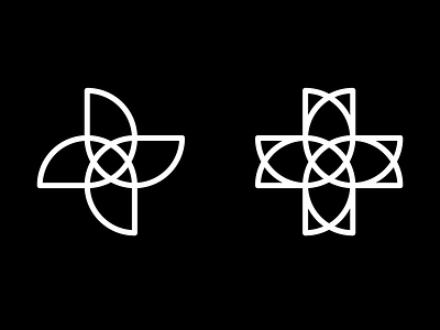 Flower Icons black cross flower geometric icon line mark rotate spiral vector