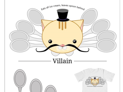Villain cat evil mustache t shirt top hat villain