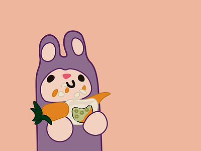 Bunny Noms Carrot and Cucumber Sushi adobe bunny illustrator kawaii rabbit sushi