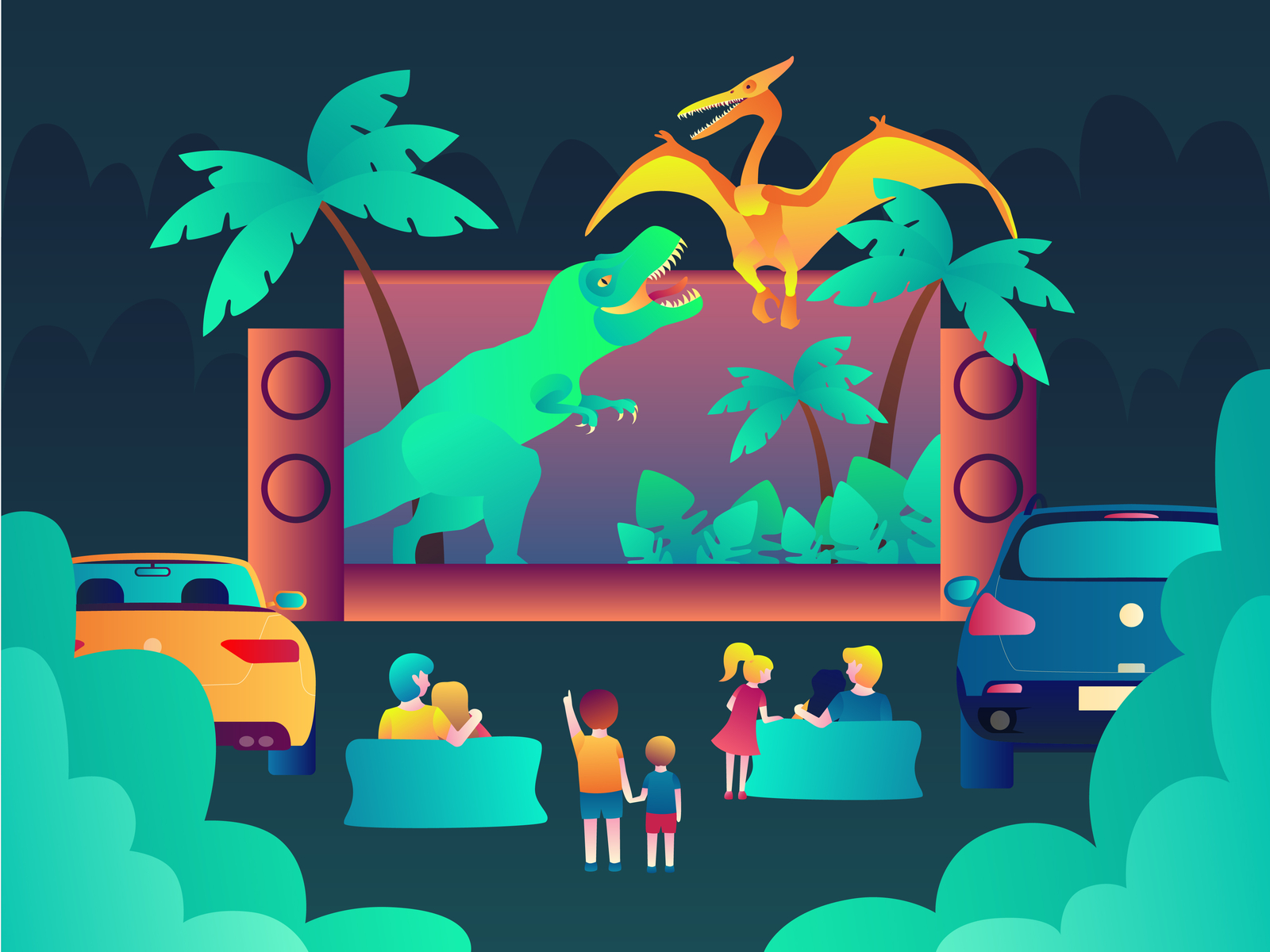 Open air cinema by des_dol on Dribbble